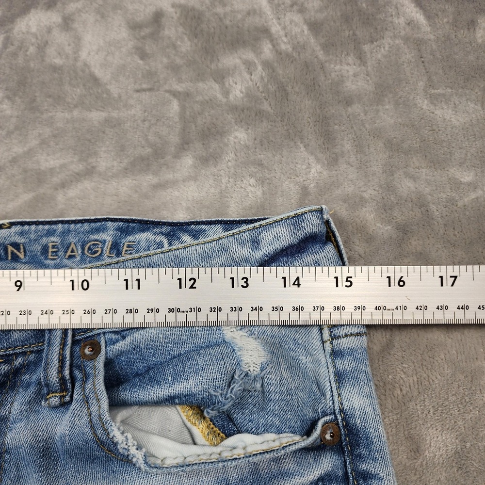 American Eagle Jeans Mens 30x36 Blue Skinny Distressed Stretch Denim Light Wash - Picture 11 of 15